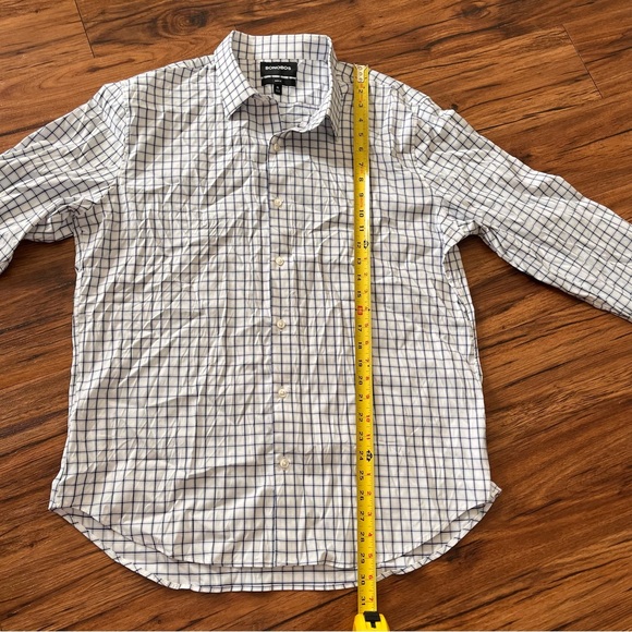 Bonobos Slim Fit Mens size Large Button Up Long Sleeve Shirt White Navy Check - Picture 5 of 6